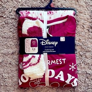 Holiday Mickey 3 piece Pajama set - Rose Sangria color